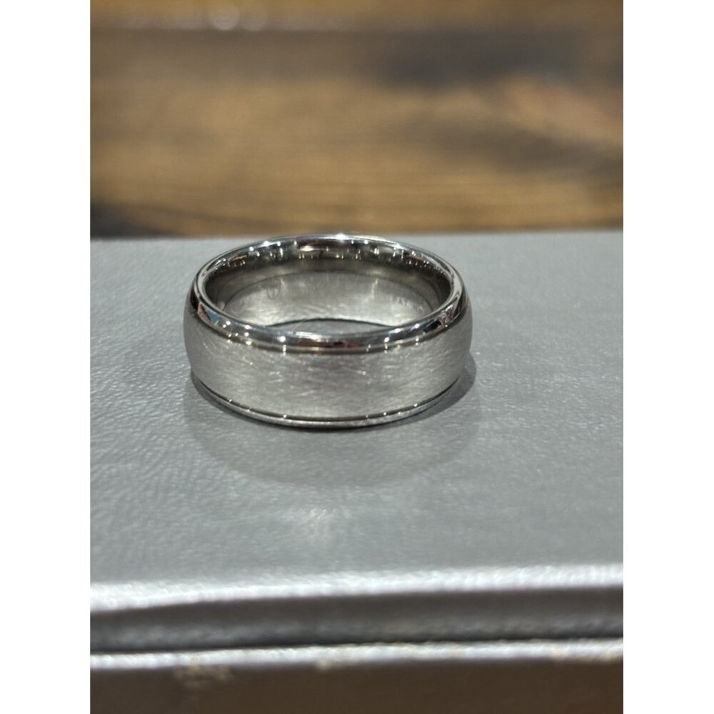 Triton 8mm Tungsten Satin Double Grooved Polished Band Ring 8 - Picture 3 of 4